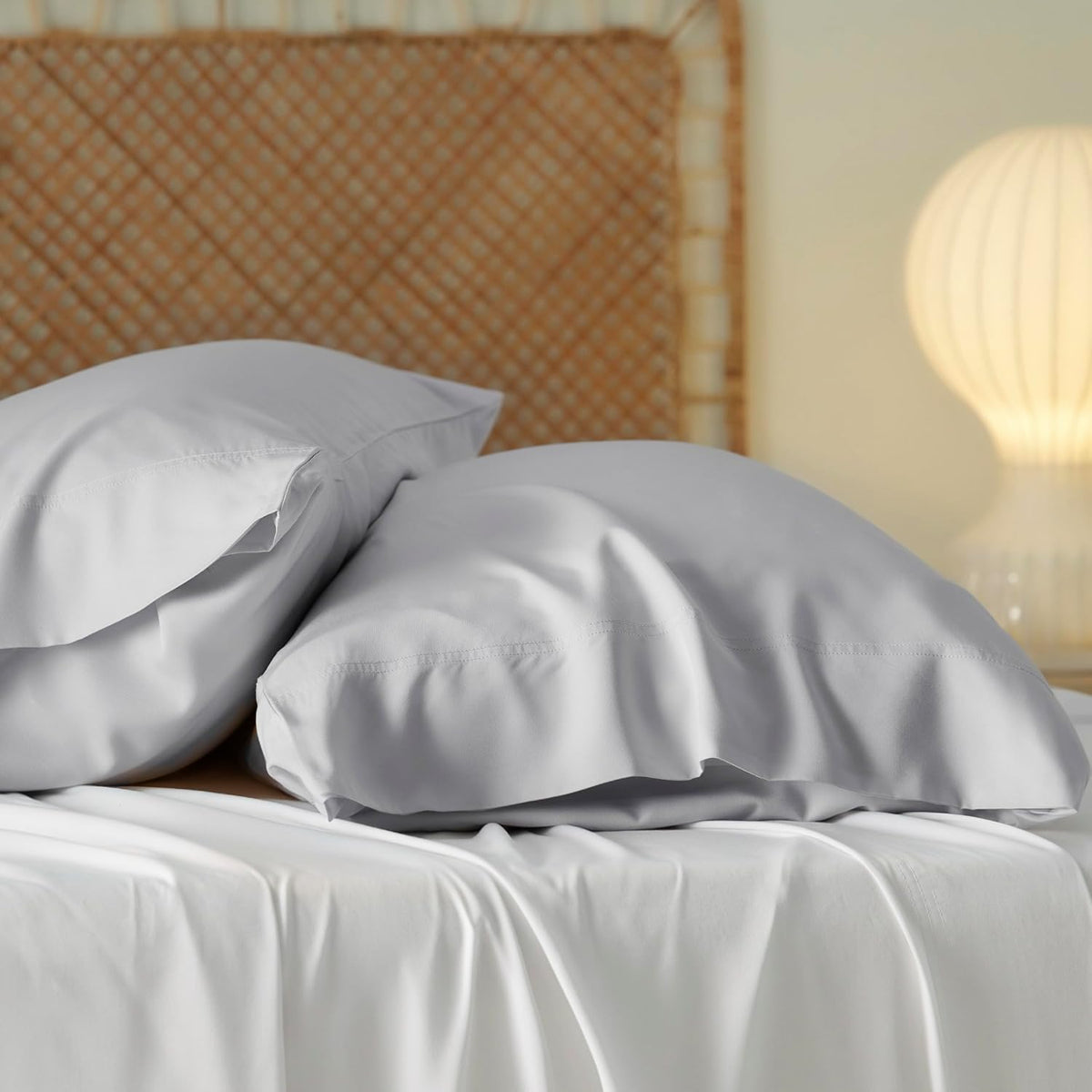 White Pillow Cases Queen Set of 2, 100% Rayon Derived from Bamboo