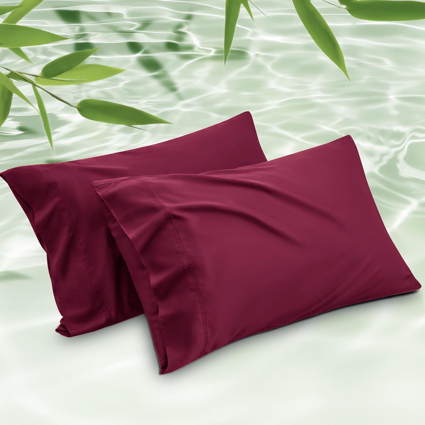 White Pillow Cases Queen Set of 2, 100% Rayon Derived from Bamboo