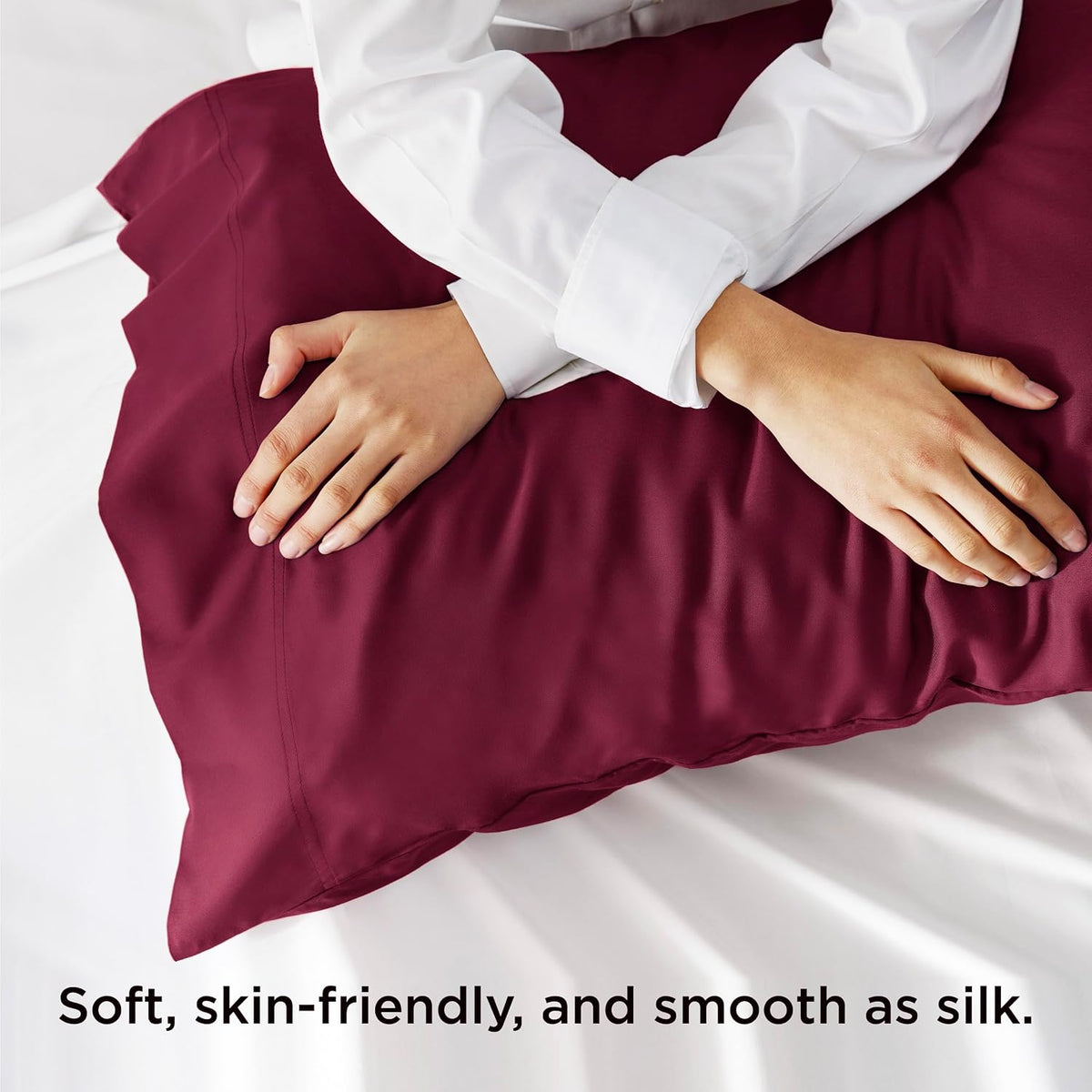 White Pillow Cases Queen Set of 2, 100% Rayon Derived from Bamboo