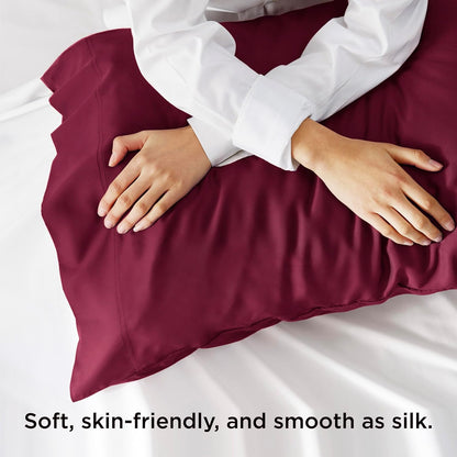 White Pillow Cases Queen Set of 2, 100% Rayon Derived from Bamboo
