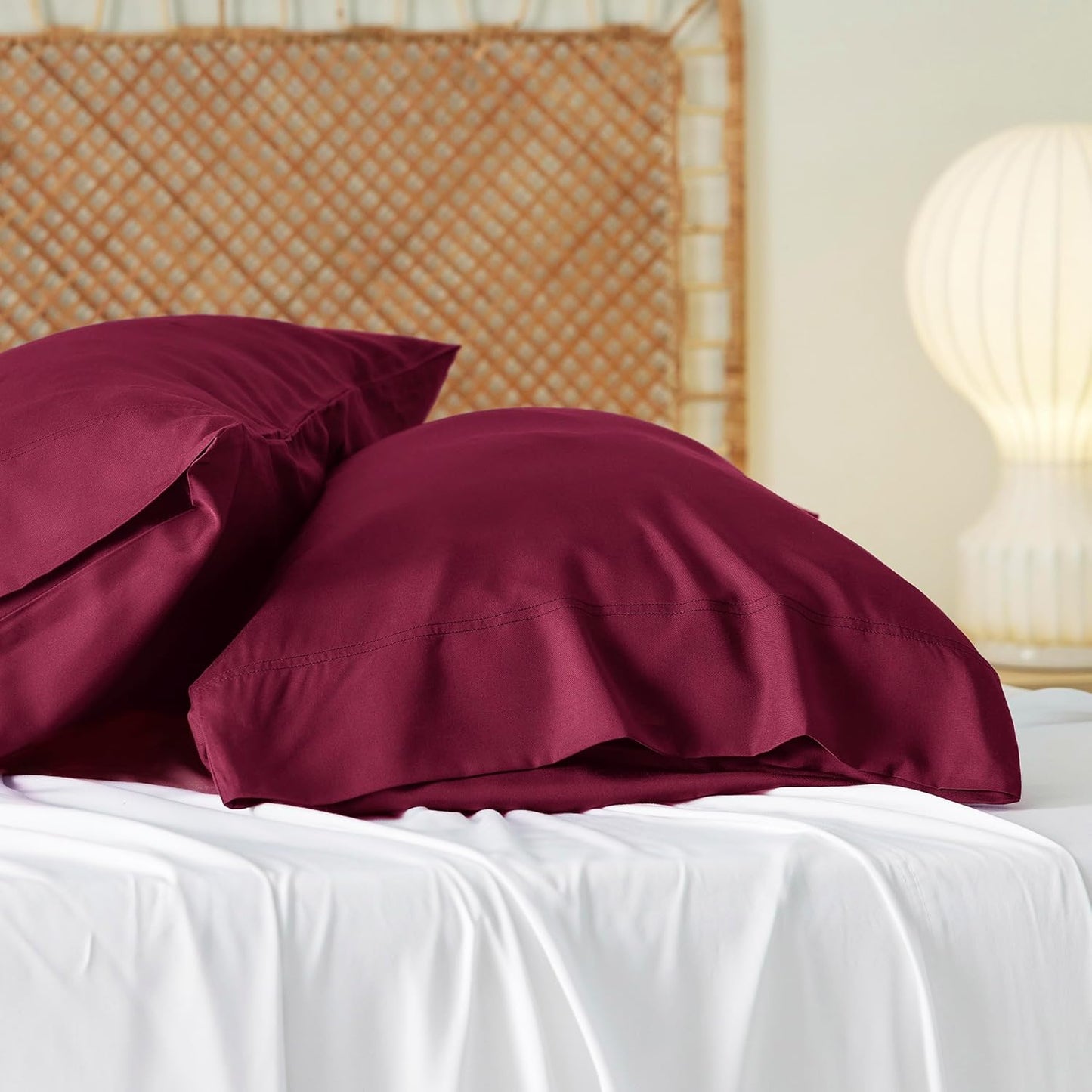 White Pillow Cases Queen Set of 2, 100% Rayon Derived from Bamboo