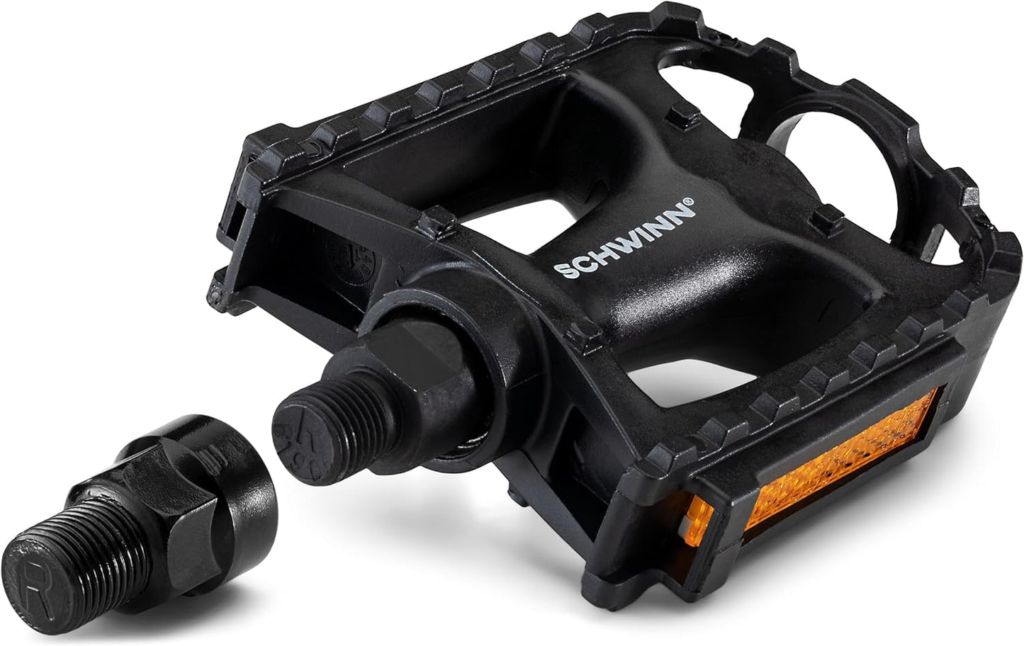 Basic Composite Bike Pedals, Black, Set of 2, Lightweight, with Reflectors, Fits 1/2" or 9/16" Cranks, Molded Surface Pegs for Grip, Easy Installation, Replacement Bike Pedals
