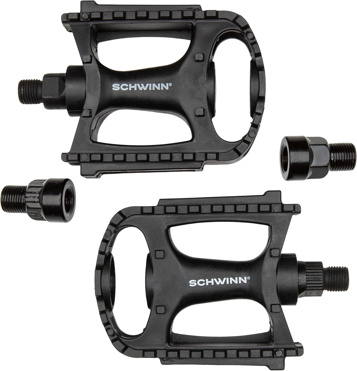 Basic Composite Bike Pedals, Black, Set of 2, Lightweight, with Reflectors, Fits 1/2" or 9/16" Cranks, Molded Surface Pegs for Grip, Easy Installation, Replacement Bike Pedals