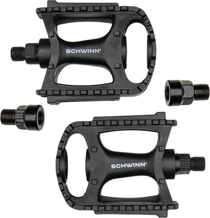 Basic Composite Bike Pedals, Black, Set of 2, Lightweight, with Reflectors, Fits 1/2" or 9/16" Cranks, Molded Surface Pegs for Grip, Easy Installation, Replacement Bike Pedals