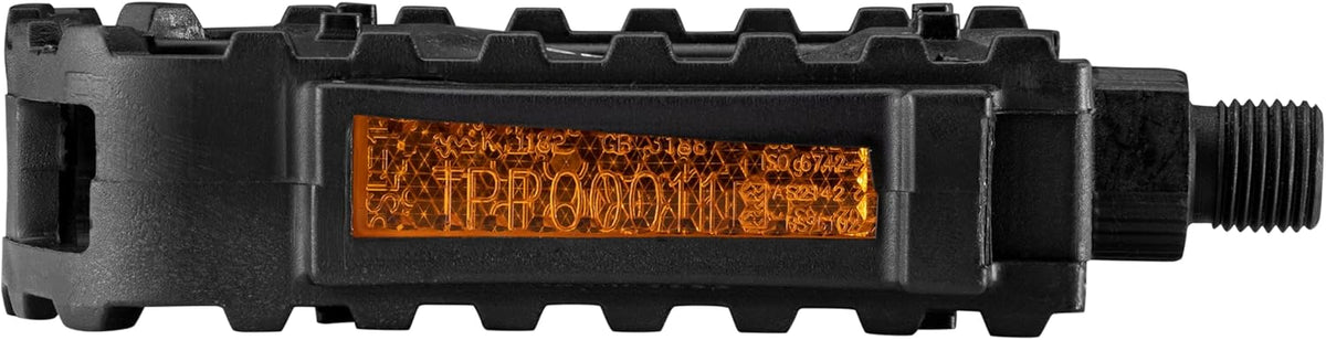 Basic Composite Bike Pedals, Black, Set of 2, Lightweight, with Reflectors, Fits 1/2" or 9/16" Cranks, Molded Surface Pegs for Grip, Easy Installation, Replacement Bike Pedals