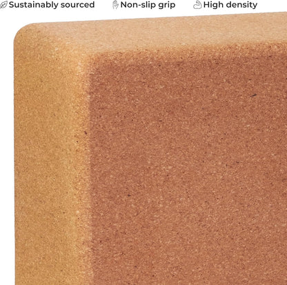 Cork Yoga Blocks 2 Pack – High Density Natural Cork Blocks for Yoga, Pilates, Stretching, Balance & Flexibility