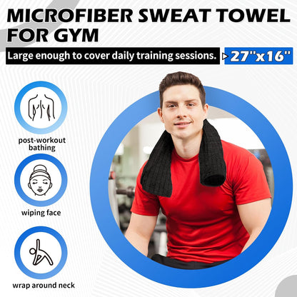 HOMERHYMRE Microfiber Workout Towels, 3 Pack Grey Gym Sweat Sports Towel for Yoga, Tennis, Running, Exercise, Working Out, Camping, Quick Dry, Highly Absorbent, for Women & Men, 16 x 27 Inch