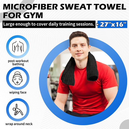 HOMERHYMRE Microfiber Workout Towels, 3 Pack Grey Gym Sweat Sports Towel for Yoga, Tennis, Running, Exercise, Working Out, Camping, Quick Dry, Highly Absorbent, for Women & Men, 16 x 27 Inch