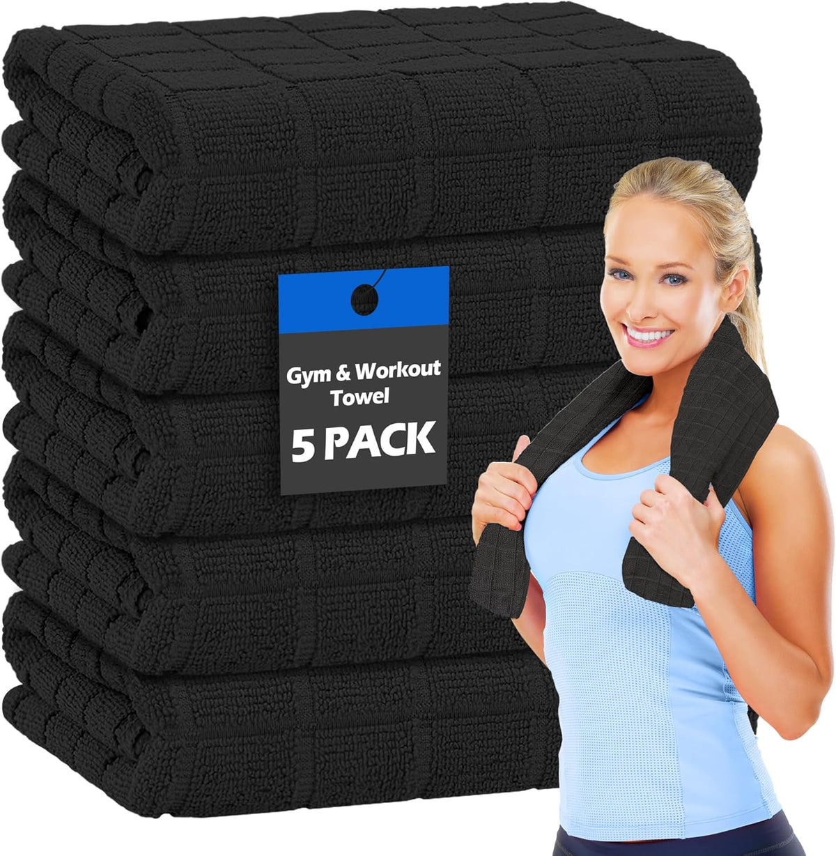 HOMERHYMRE Microfiber Workout Towels, 3 Pack Grey Gym Sweat Sports Towel for Yoga, Tennis, Running, Exercise, Working Out, Camping, Quick Dry, Highly Absorbent, for Women & Men, 16 x 27 Inch