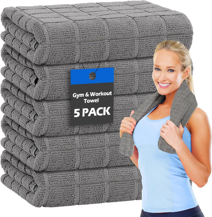 HOMERHYMRE Microfiber Workout Towels, 3 Pack Grey Gym Sweat Sports Towel for Yoga, Tennis, Running, Exercise, Working Out, Camping, Quick Dry, Highly Absorbent, for Women & Men, 16 x 27 Inch