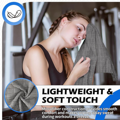 HOMERHYMRE Microfiber Workout Towels, 3 Pack Grey Gym Sweat Sports Towel for Yoga, Tennis, Running, Exercise, Working Out, Camping, Quick Dry, Highly Absorbent, for Women & Men, 16 x 27 Inch