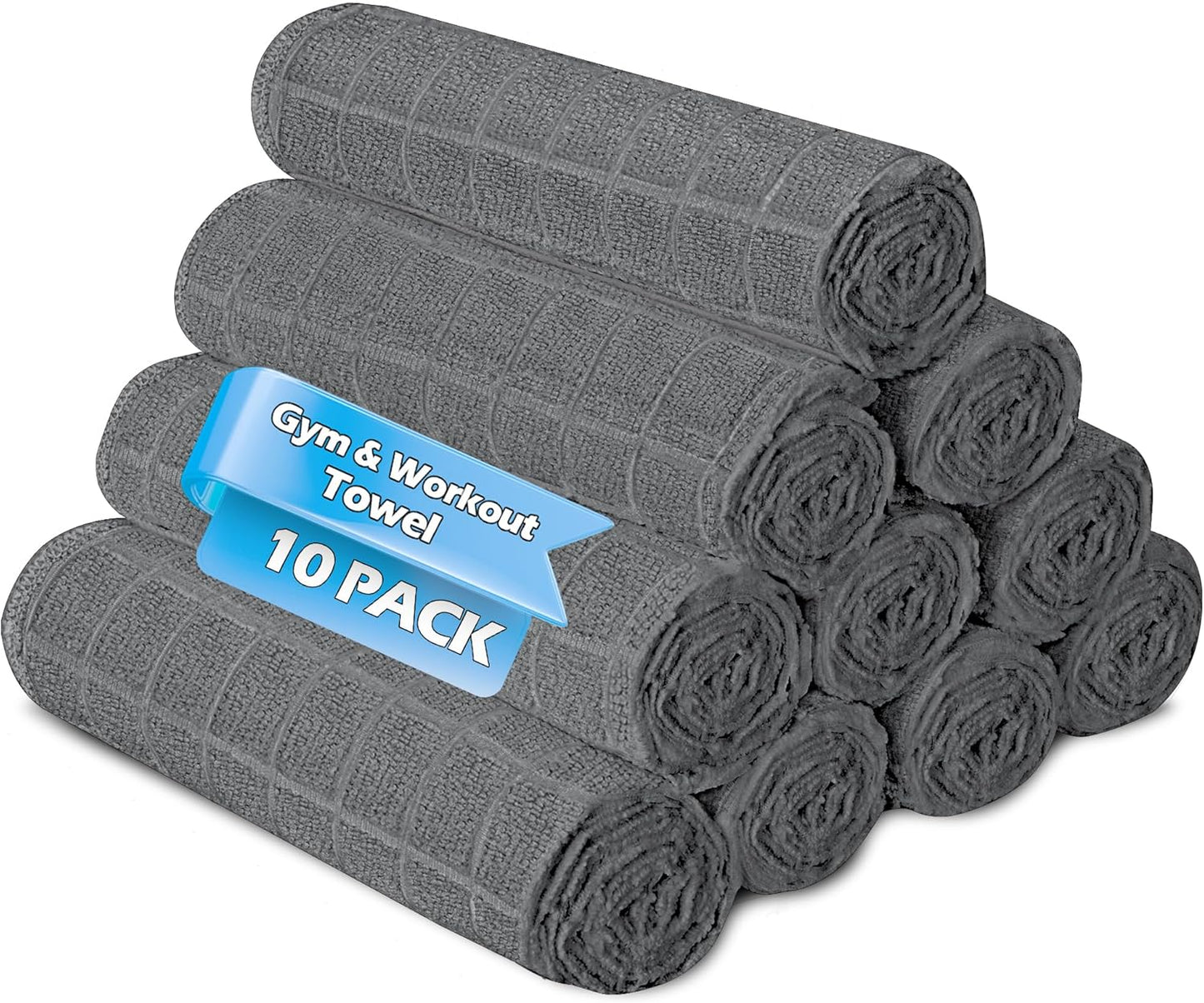 HOMERHYMRE Microfiber Workout Towels, 3 Pack Grey Gym Sweat Sports Towel for Yoga, Tennis, Running, Exercise, Working Out, Camping, Quick Dry, Highly Absorbent, for Women & Men, 16 x 27 Inch