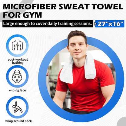 HOMERHYMRE Microfiber Workout Towels, 3 Pack Grey Gym Sweat Sports Towel for Yoga, Tennis, Running, Exercise, Working Out, Camping, Quick Dry, Highly Absorbent, for Women & Men, 16 x 27 Inch
