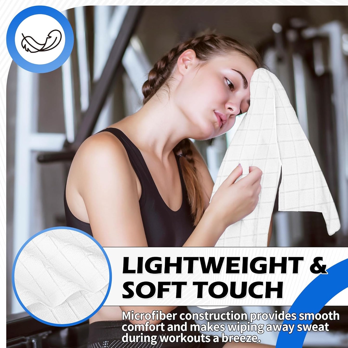 HOMERHYMRE Microfiber Workout Towels, 3 Pack Grey Gym Sweat Sports Towel for Yoga, Tennis, Running, Exercise, Working Out, Camping, Quick Dry, Highly Absorbent, for Women & Men, 16 x 27 Inch