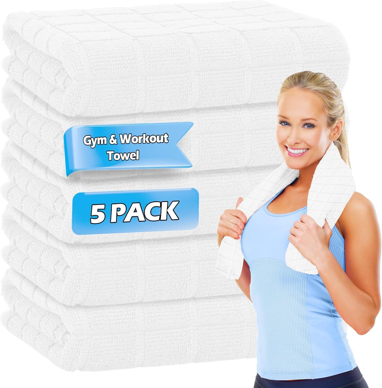 HOMERHYMRE Microfiber Workout Towels, 3 Pack Grey Gym Sweat Sports Towel for Yoga, Tennis, Running, Exercise, Working Out, Camping, Quick Dry, Highly Absorbent, for Women & Men, 16 x 27 Inch
