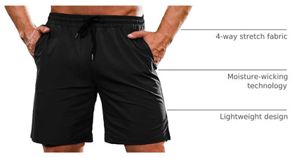 Mens Athletic Shorts 7 Inch Quick Dry Stretch Lightweight Gym Workout Shorts with Pockets