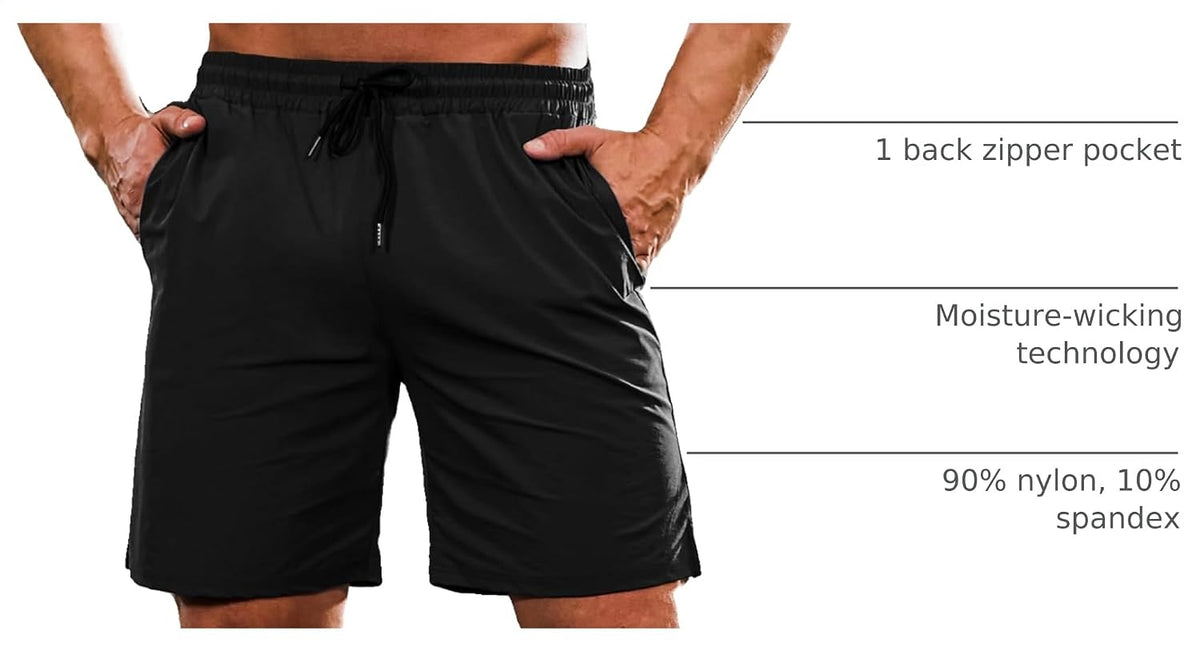 Mens Athletic Shorts 7 Inch Quick Dry Stretch Lightweight Gym Workout Shorts with Pockets
