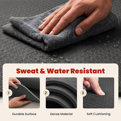 Large Yoga Mat, 6' x 4'/6' x 3' x 6mm /8mm/12mm Thick Workout Mat | Wide Non Slip Exercise Flooring for Yoga Home Gym, Pilates, Stretching, Cardio & Barefoot Workouts