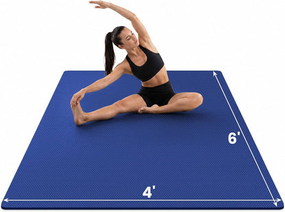 Large Yoga Mat, 6' x 4'/6' x 3' x 6mm /8mm/12mm Thick Workout Mat | Wide Non Slip Exercise Flooring for Yoga Home Gym, Pilates, Stretching, Cardio & Barefoot Workouts