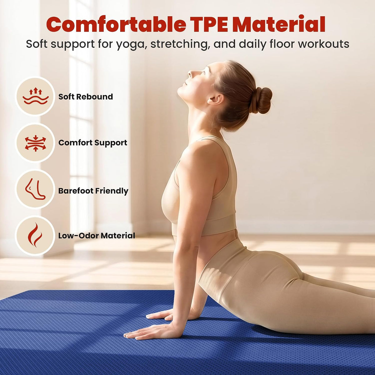 Large Yoga Mat, 6' x 4'/6' x 3' x 6mm /8mm/12mm Thick Workout Mat | Wide Non Slip Exercise Flooring for Yoga Home Gym, Pilates, Stretching, Cardio & Barefoot Workouts