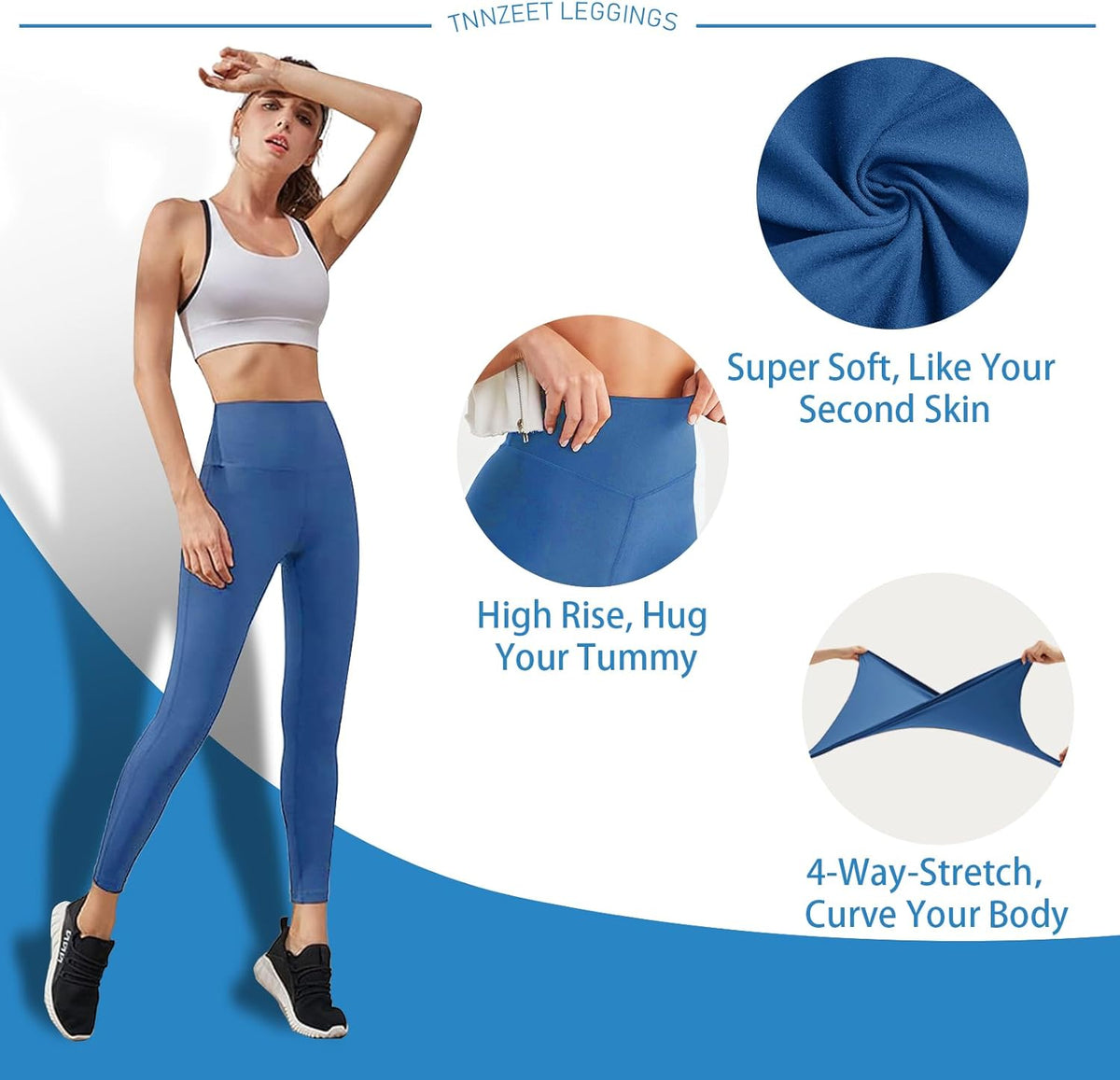 High Waisted Leggings for Women - No See Through Tummy Control Cycling Workout Yoga Pants with Pockets Reg & Plus