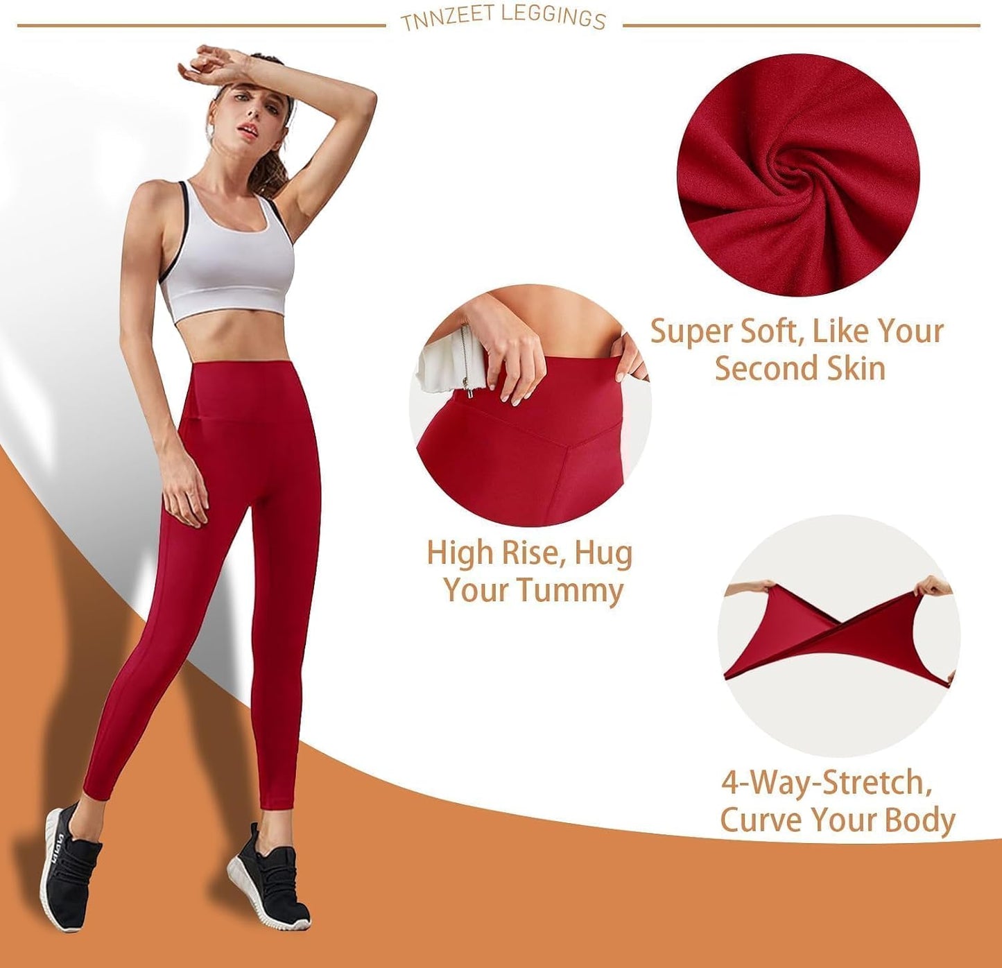 High Waisted Leggings for Women - No See Through Tummy Control Cycling Workout Yoga Pants with Pockets Reg & Plus