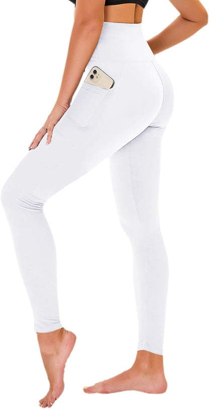 High Waisted Leggings for Women - No See Through Tummy Control Cycling Workout Yoga Pants with Pockets Reg & Plus