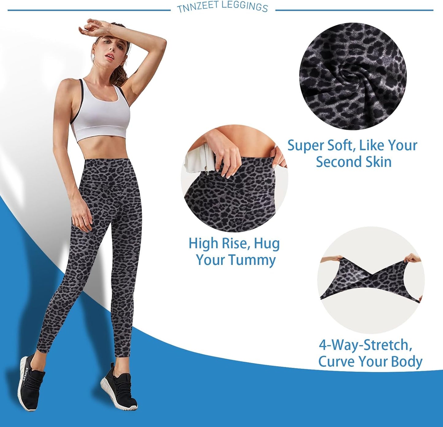 High Waisted Leggings for Women - No See Through Tummy Control Cycling Workout Yoga Pants with Pockets Reg & Plus