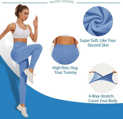 High Waisted Leggings for Women - No See Through Tummy Control Cycling Workout Yoga Pants with Pockets Reg & Plus