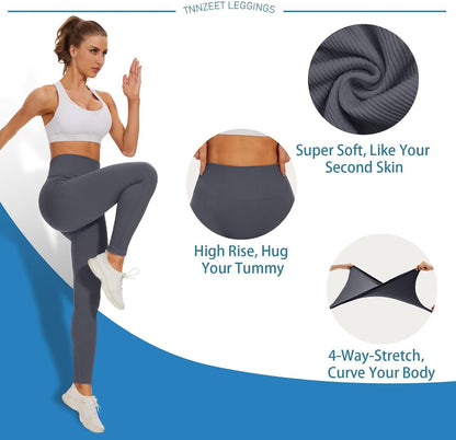 High Waisted Leggings for Women - No See Through Tummy Control Cycling Workout Yoga Pants with Pockets Reg & Plus