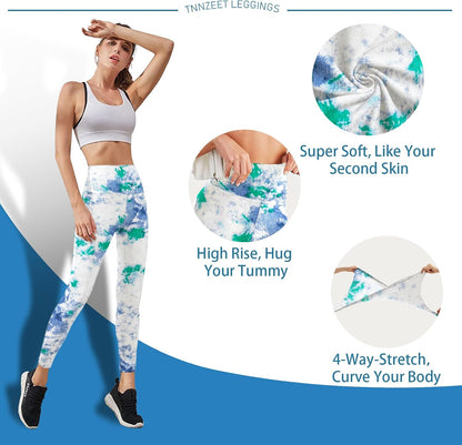 High Waisted Leggings for Women - No See Through Tummy Control Cycling Workout Yoga Pants with Pockets Reg & Plus