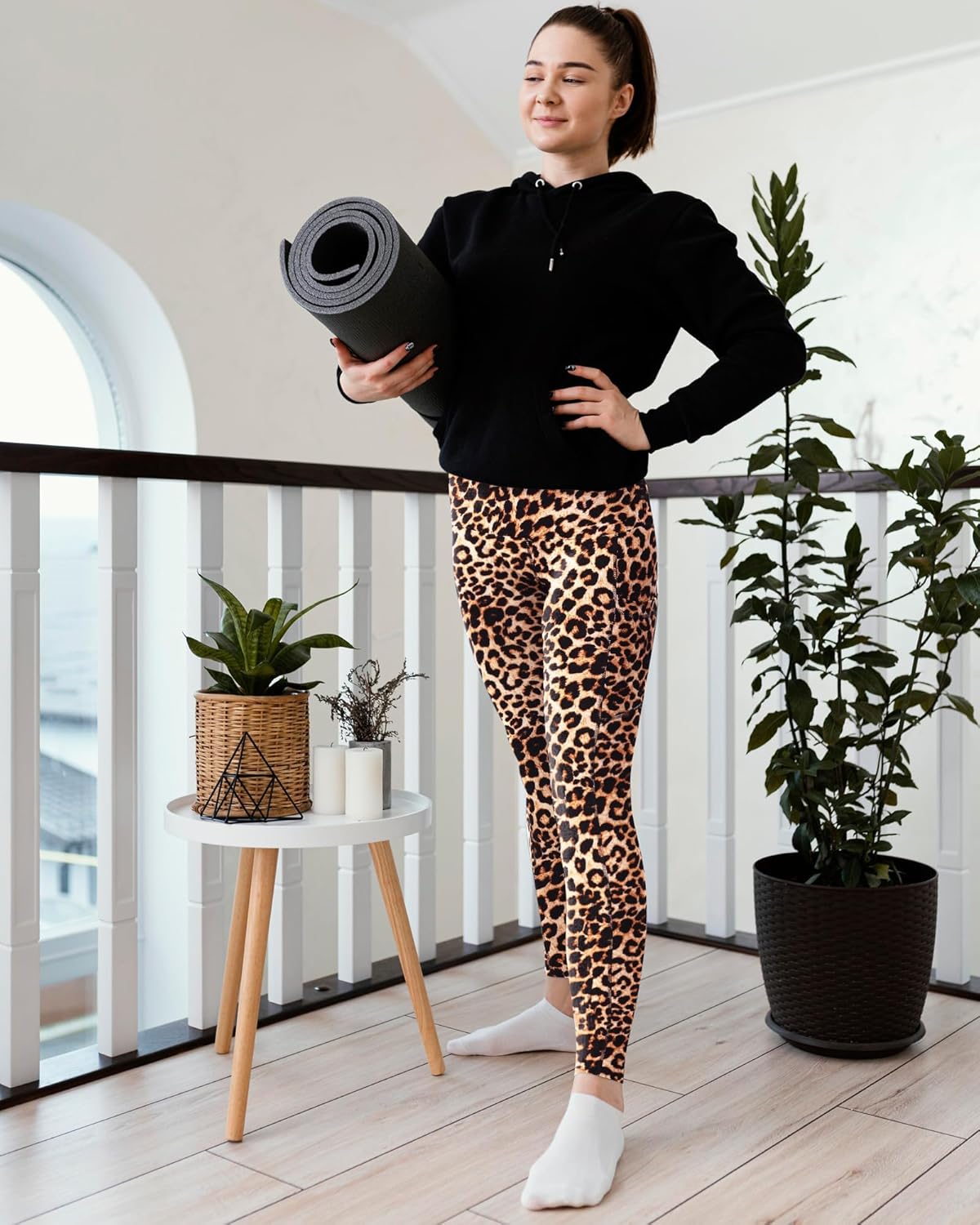High Waisted Leggings for Women - No See Through Tummy Control Cycling Workout Yoga Pants with Pockets Reg & Plus