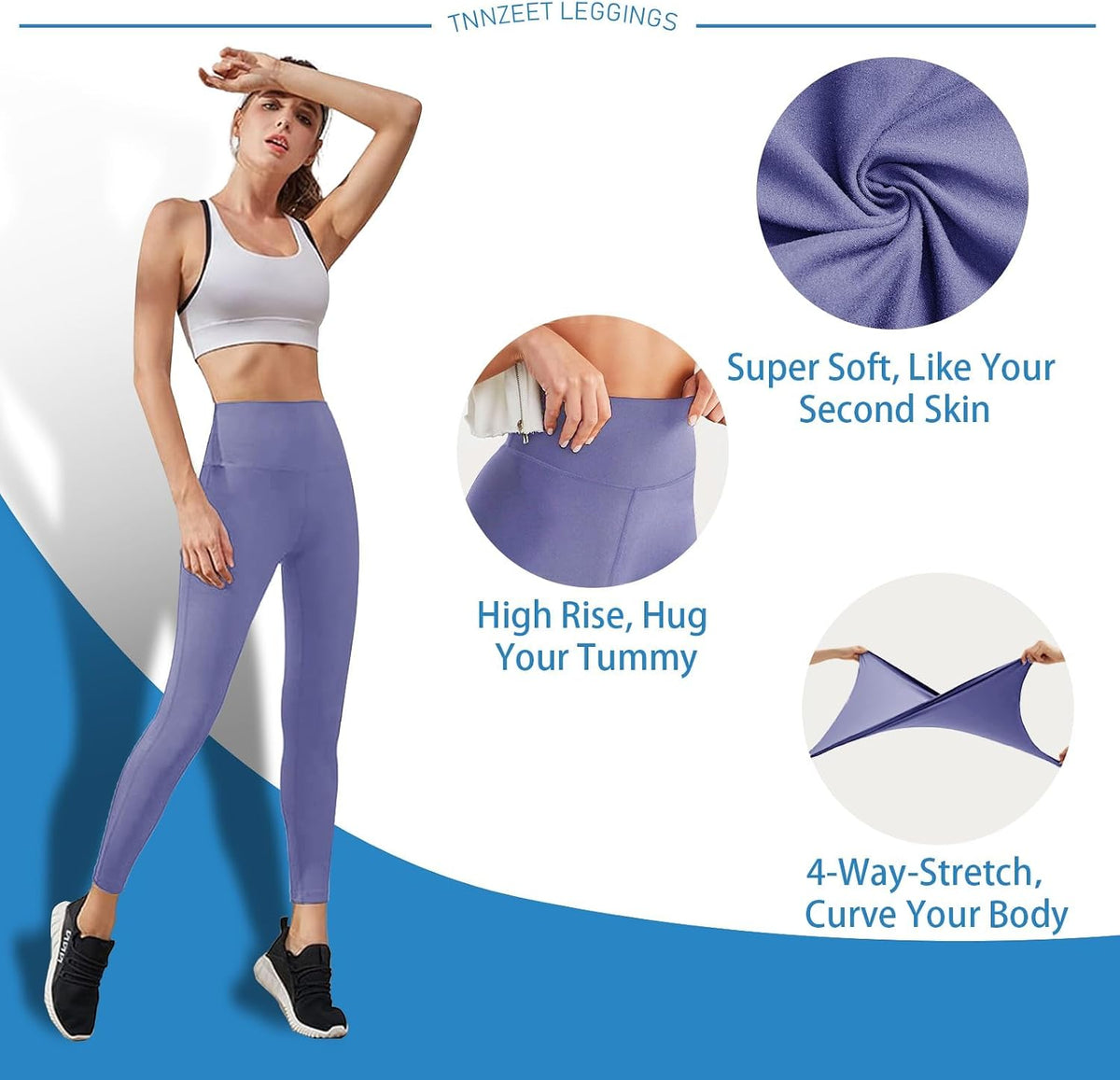 High Waisted Leggings for Women - No See Through Tummy Control Cycling Workout Yoga Pants with Pockets Reg & Plus