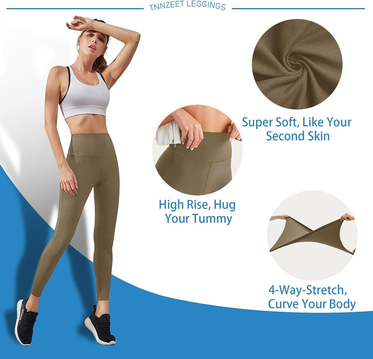 High Waisted Leggings for Women - No See Through Tummy Control Cycling Workout Yoga Pants with Pockets Reg & Plus