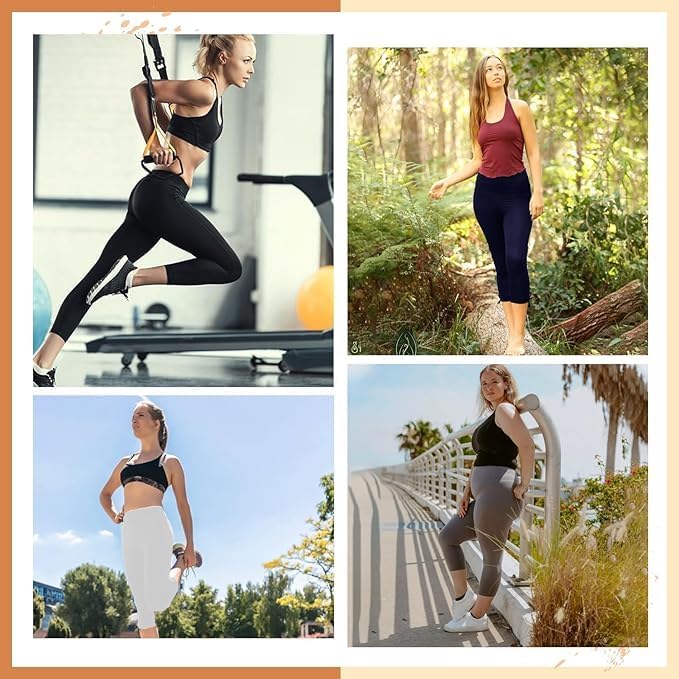 High Waisted Leggings for Women - No See Through Tummy Control Cycling Workout Yoga Pants with Pockets Reg & Plus