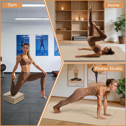 Foldable Yoga Mat, 70"x24"x0.31" TPE Non-Slip Mat with Bag | Double‑sided non‑slip, 8mm thick TPE, foldable for travel, ideal for yoga/pilates/fitness/home/outdoor workouts
