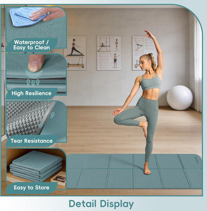 Foldable Yoga Mat, 70"x24"x0.31" TPE Non-Slip Mat with Bag | Double‑sided non‑slip, 8mm thick TPE, foldable for travel, ideal for yoga/pilates/fitness/home/outdoor workouts