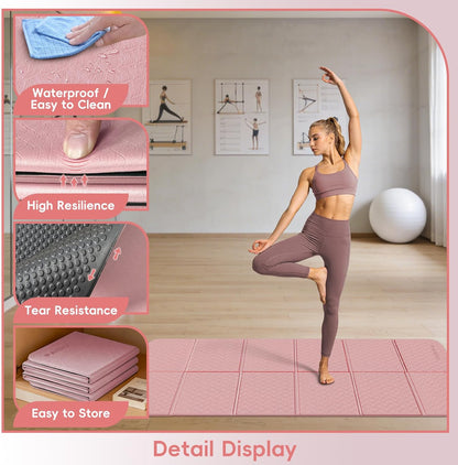 Foldable Yoga Mat, 70"x24"x0.31" TPE Non-Slip Mat with Bag | Double‑sided non‑slip, 8mm thick TPE, foldable for travel, ideal for yoga/pilates/fitness/home/outdoor workouts