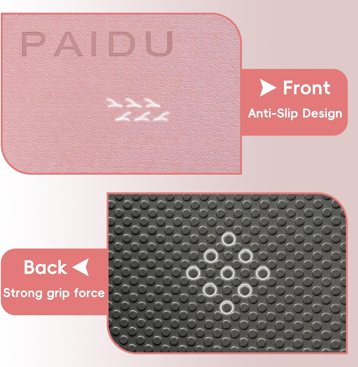 Foldable Yoga Mat, 70"x24"x0.31" TPE Non-Slip Mat with Bag | Double‑sided non‑slip, 8mm thick TPE, foldable for travel, ideal for yoga/pilates/fitness/home/outdoor workouts