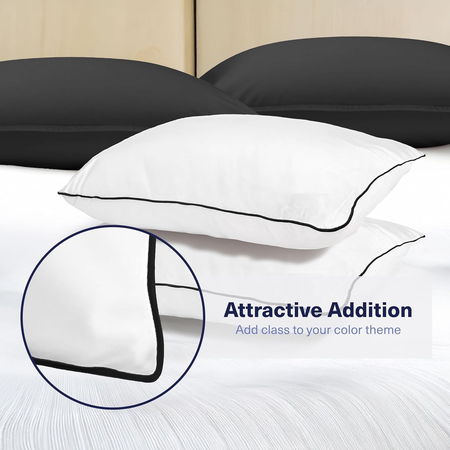 Kickoff Viscose Bamboo Pillowcase, Queen, Set of 2, 100% Organic Hidden Zippered Viscose Bamboo Pillow Case Queen Size, Cooling Pillow Cover for Hot Sleepers (20"x30", Iced Latte)