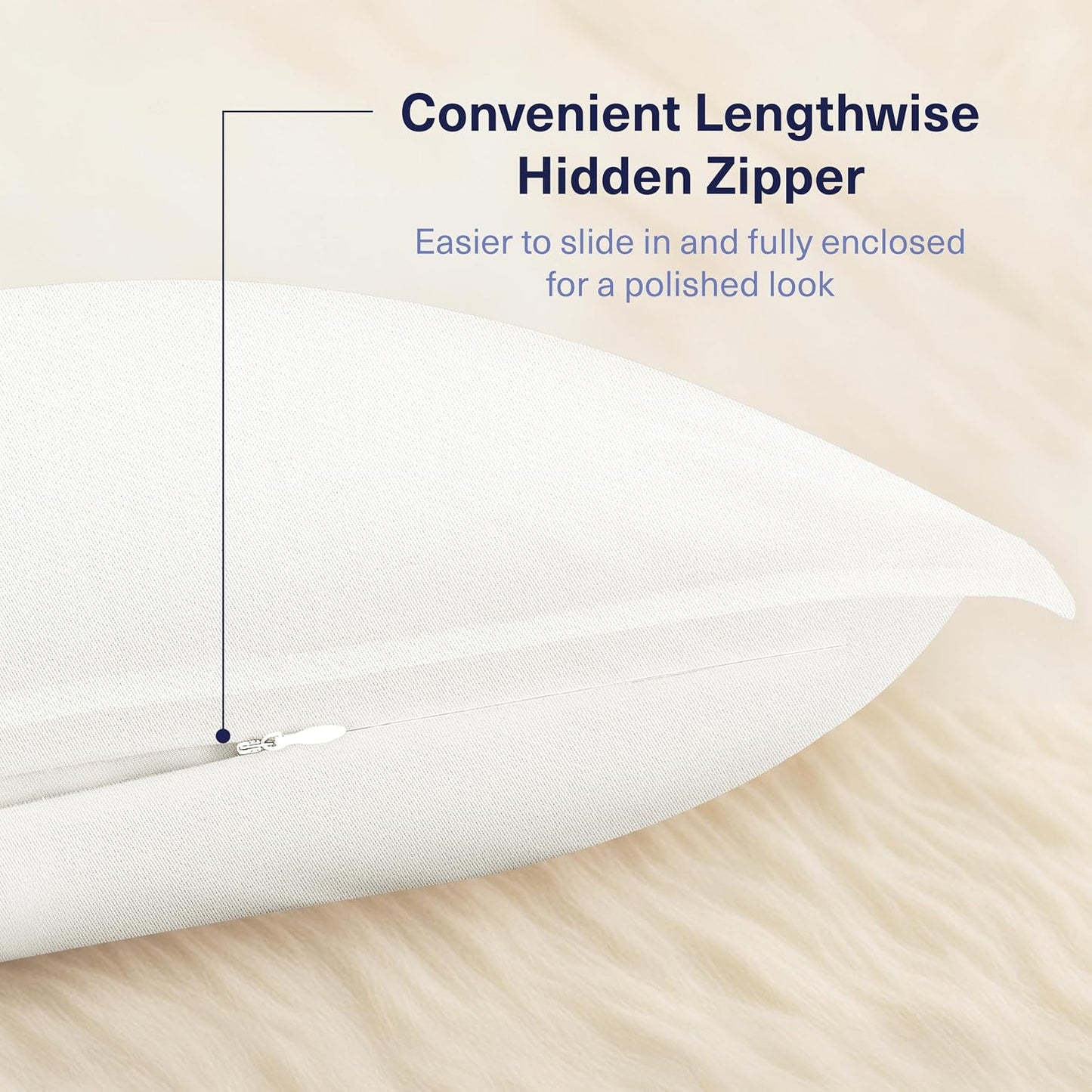 Kickoff Viscose Bamboo Pillowcase, Queen, Set of 2, 100% Organic Hidden Zippered Viscose Bamboo Pillow Case Queen Size, Cooling Pillow Cover for Hot Sleepers (20"x30", Iced Latte)