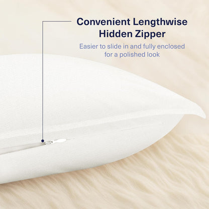 Kickoff Viscose Bamboo Pillowcase, Queen, Set of 2, 100% Organic Hidden Zippered Viscose Bamboo Pillow Case Queen Size, Cooling Pillow Cover for Hot Sleepers (20"x30", Iced Latte)