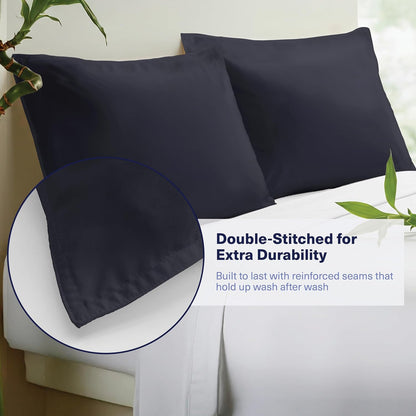 Kickoff Viscose Bamboo Pillowcase, Queen, Set of 2, 100% Organic Hidden Zippered Viscose Bamboo Pillow Case Queen Size, Cooling Pillow Cover for Hot Sleepers (20"x30", Iced Latte)