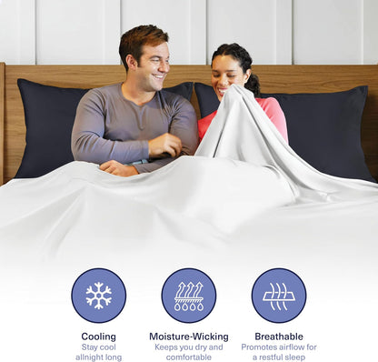 Kickoff Viscose Bamboo Pillowcase, Queen, Set of 2, 100% Organic Hidden Zippered Viscose Bamboo Pillow Case Queen Size, Cooling Pillow Cover for Hot Sleepers (20"x30", Iced Latte)