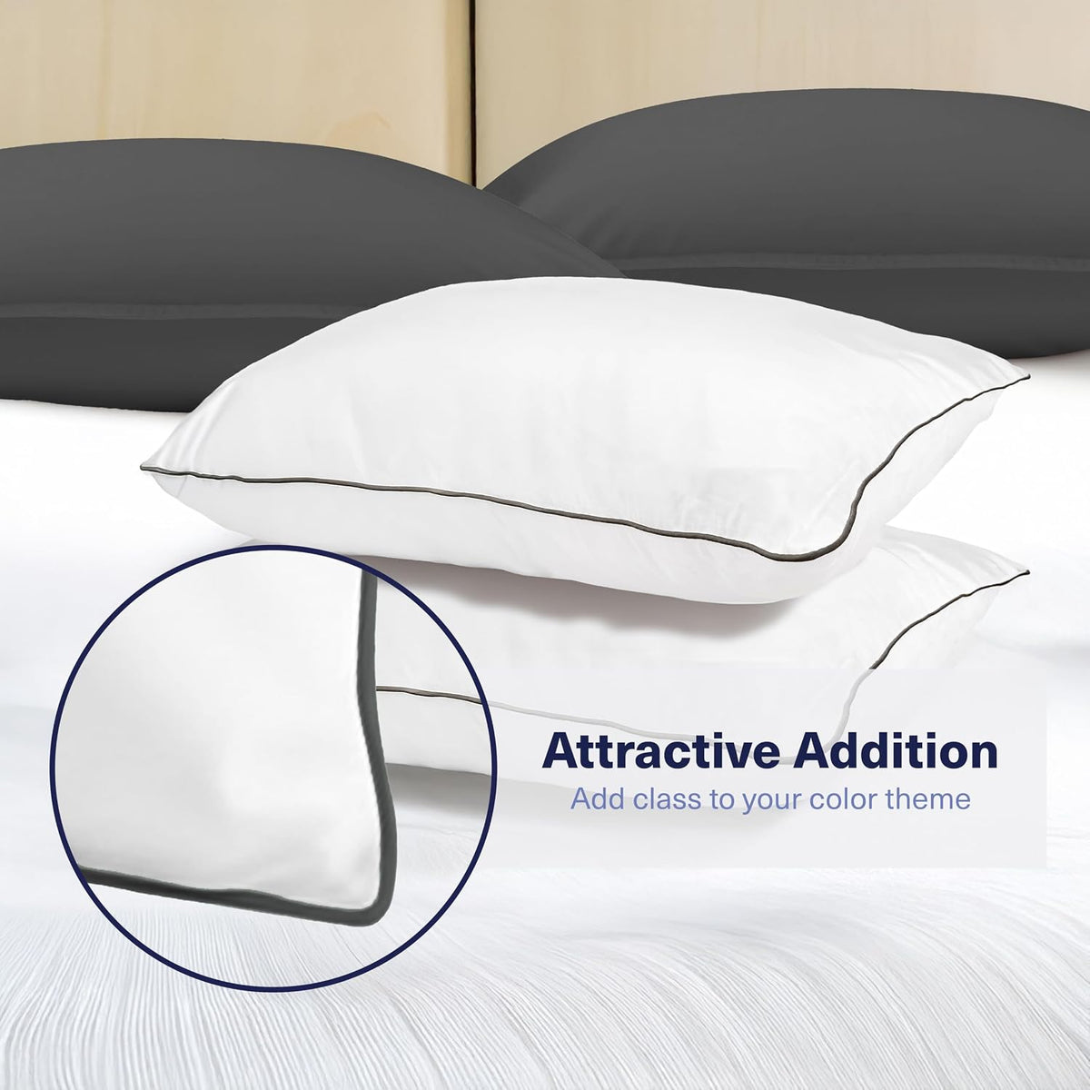 Kickoff Viscose Bamboo Pillowcase, Queen, Set of 2, 100% Organic Hidden Zippered Viscose Bamboo Pillow Case Queen Size, Cooling Pillow Cover for Hot Sleepers (20"x30", Iced Latte)