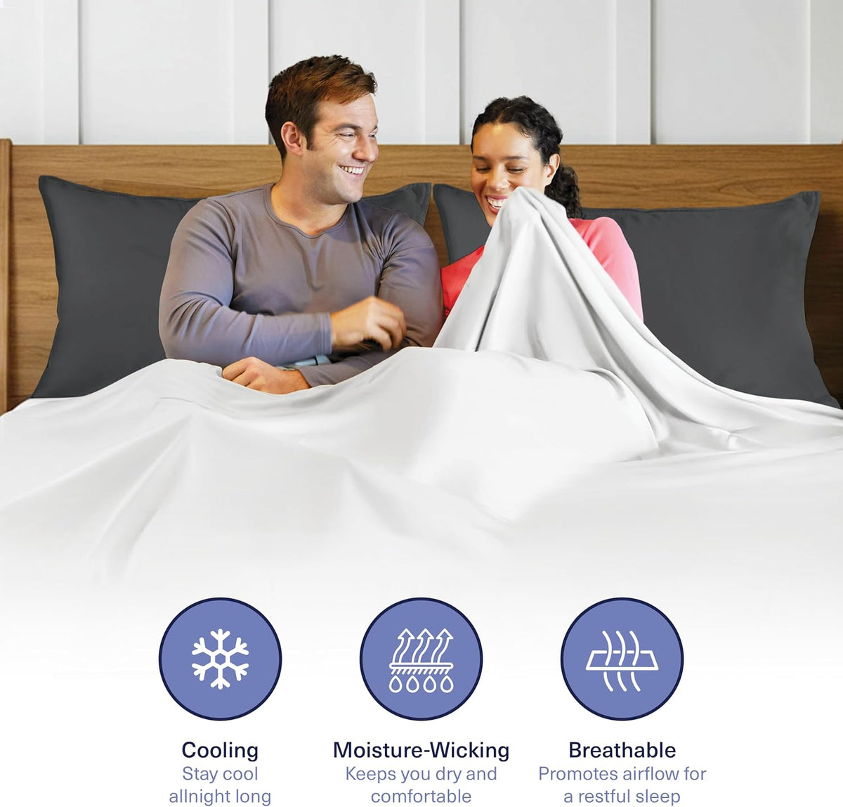 Kickoff Viscose Bamboo Pillowcase, Queen, Set of 2, 100% Organic Hidden Zippered Viscose Bamboo Pillow Case Queen Size, Cooling Pillow Cover for Hot Sleepers (20"x30", Iced Latte)
