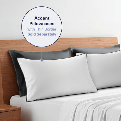 Kickoff Viscose Bamboo Pillowcase, Queen, Set of 2, 100% Organic Hidden Zippered Viscose Bamboo Pillow Case Queen Size, Cooling Pillow Cover for Hot Sleepers (20"x30", Iced Latte)