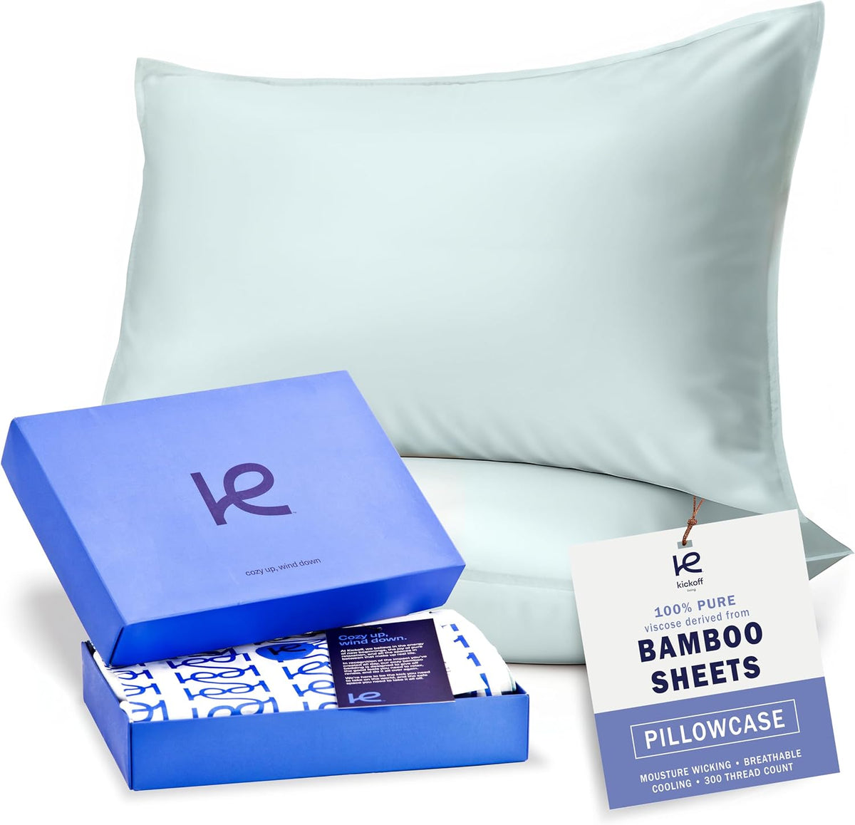 Kickoff Viscose Bamboo Pillowcase, Queen, Set of 2, 100% Organic Hidden Zippered Viscose Bamboo Pillow Case Queen Size, Cooling Pillow Cover for Hot Sleepers (20"x30", Iced Latte)