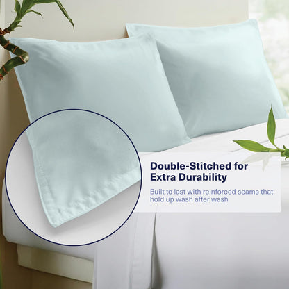 Kickoff Viscose Bamboo Pillowcase, Queen, Set of 2, 100% Organic Hidden Zippered Viscose Bamboo Pillow Case Queen Size, Cooling Pillow Cover for Hot Sleepers (20"x30", Iced Latte)
