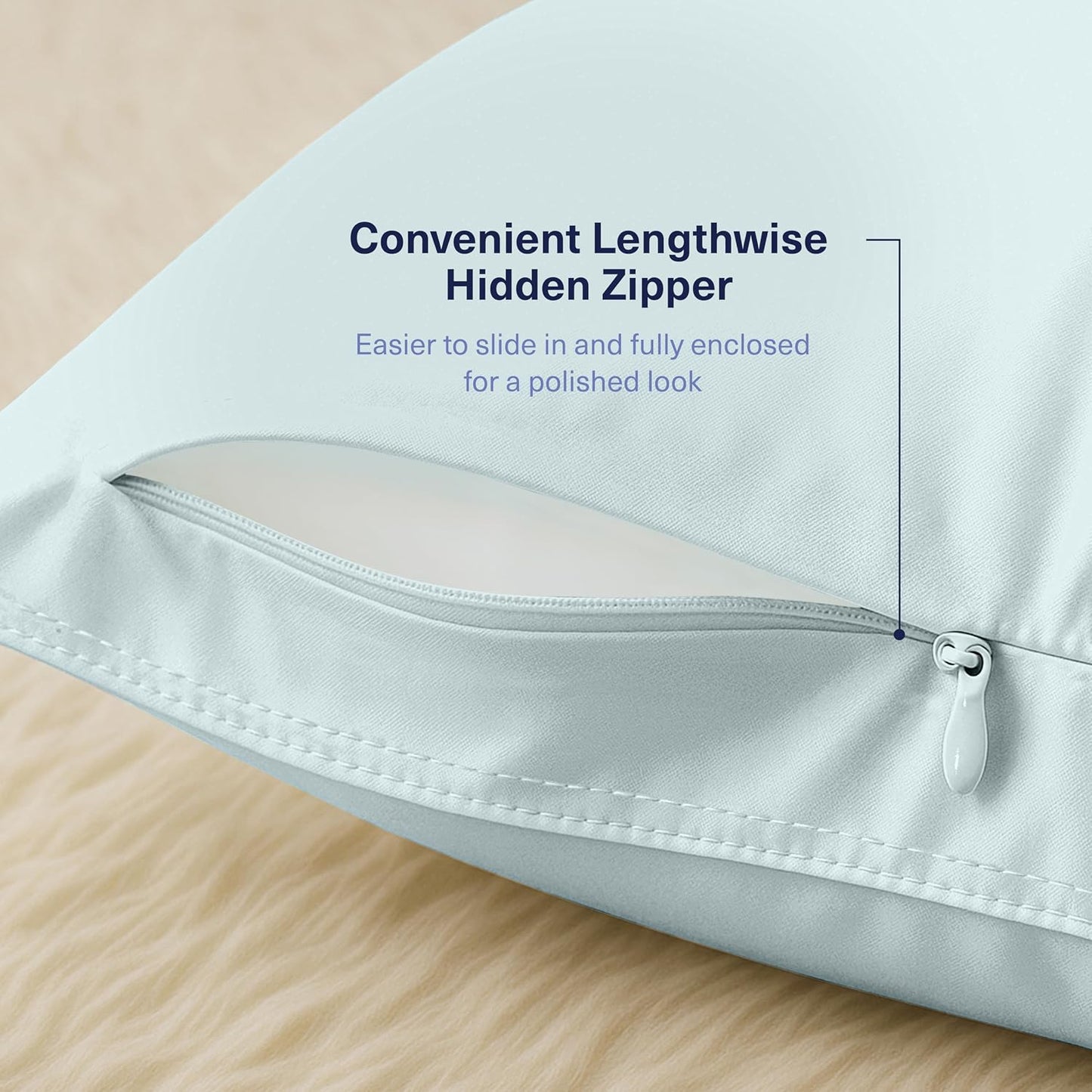 Kickoff Viscose Bamboo Pillowcase, Queen, Set of 2, 100% Organic Hidden Zippered Viscose Bamboo Pillow Case Queen Size, Cooling Pillow Cover for Hot Sleepers (20"x30", Iced Latte)